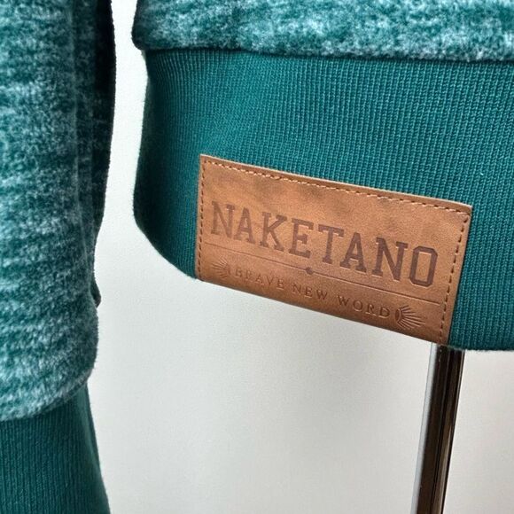 Naketano Fleece Teal Green Pullover Hoodie‎ with Drawstring - Picture 7 of 12